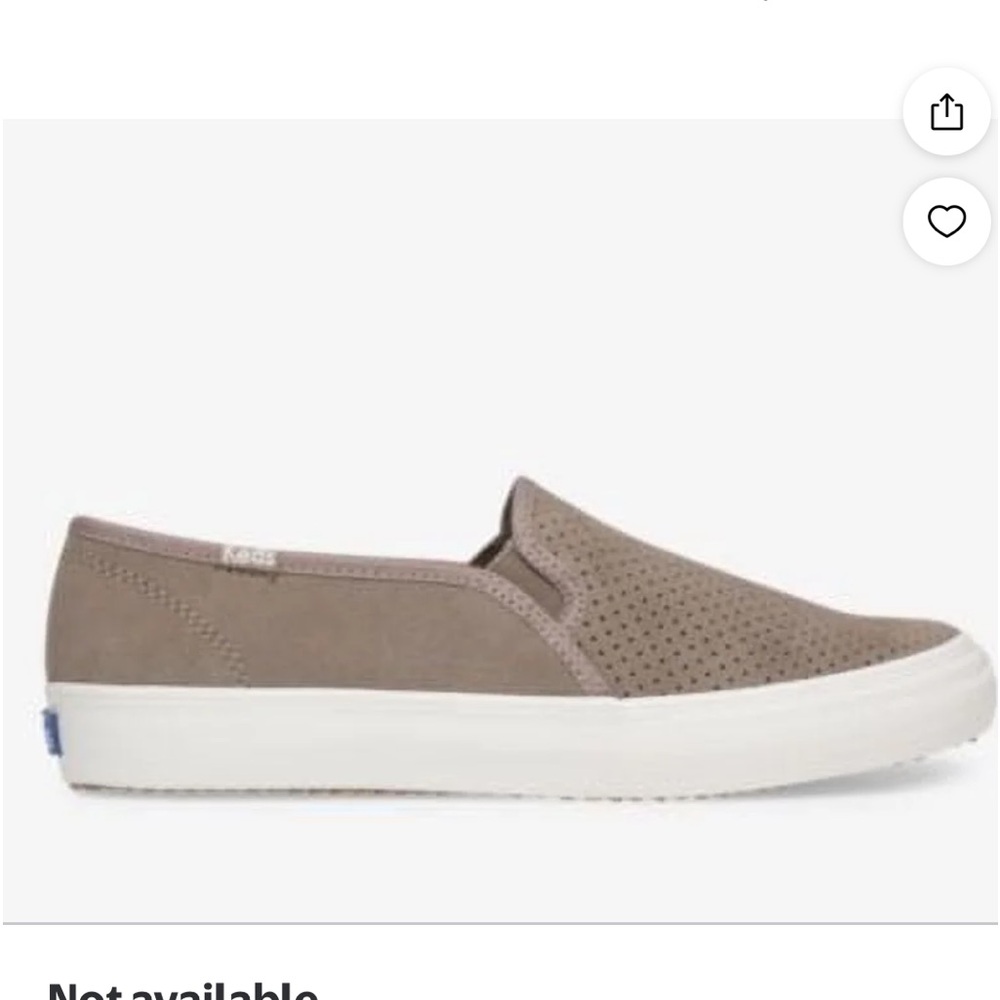Keds Double Decker Perforated Suede Slip-on Sneaker Tan w White EUC 8.5